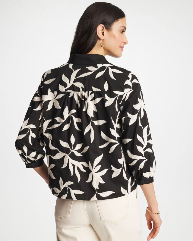 Embroidered Cropped Collared Shirt - image 3